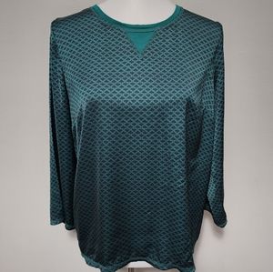 Smart Set green black club pattern blouse size large